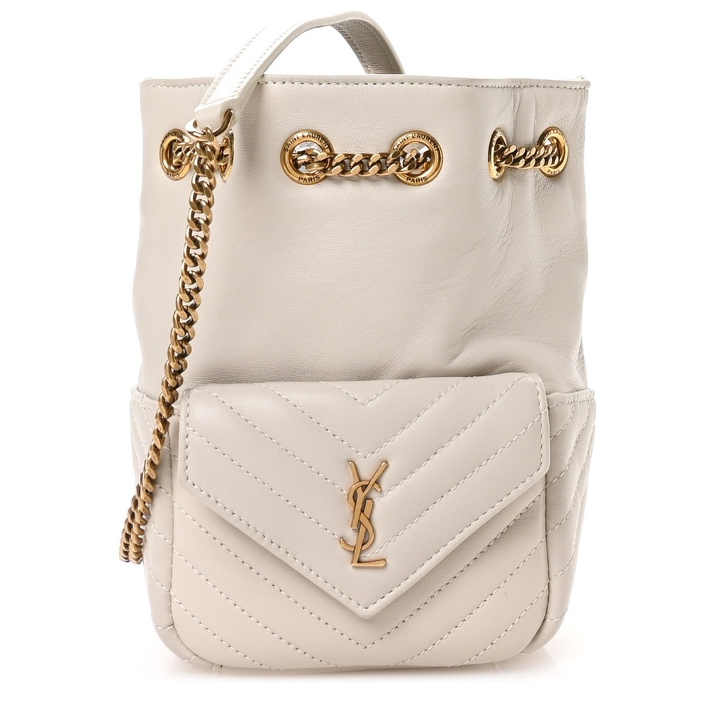 Yves Saint Laurent Cream Backpack with Gold Accents